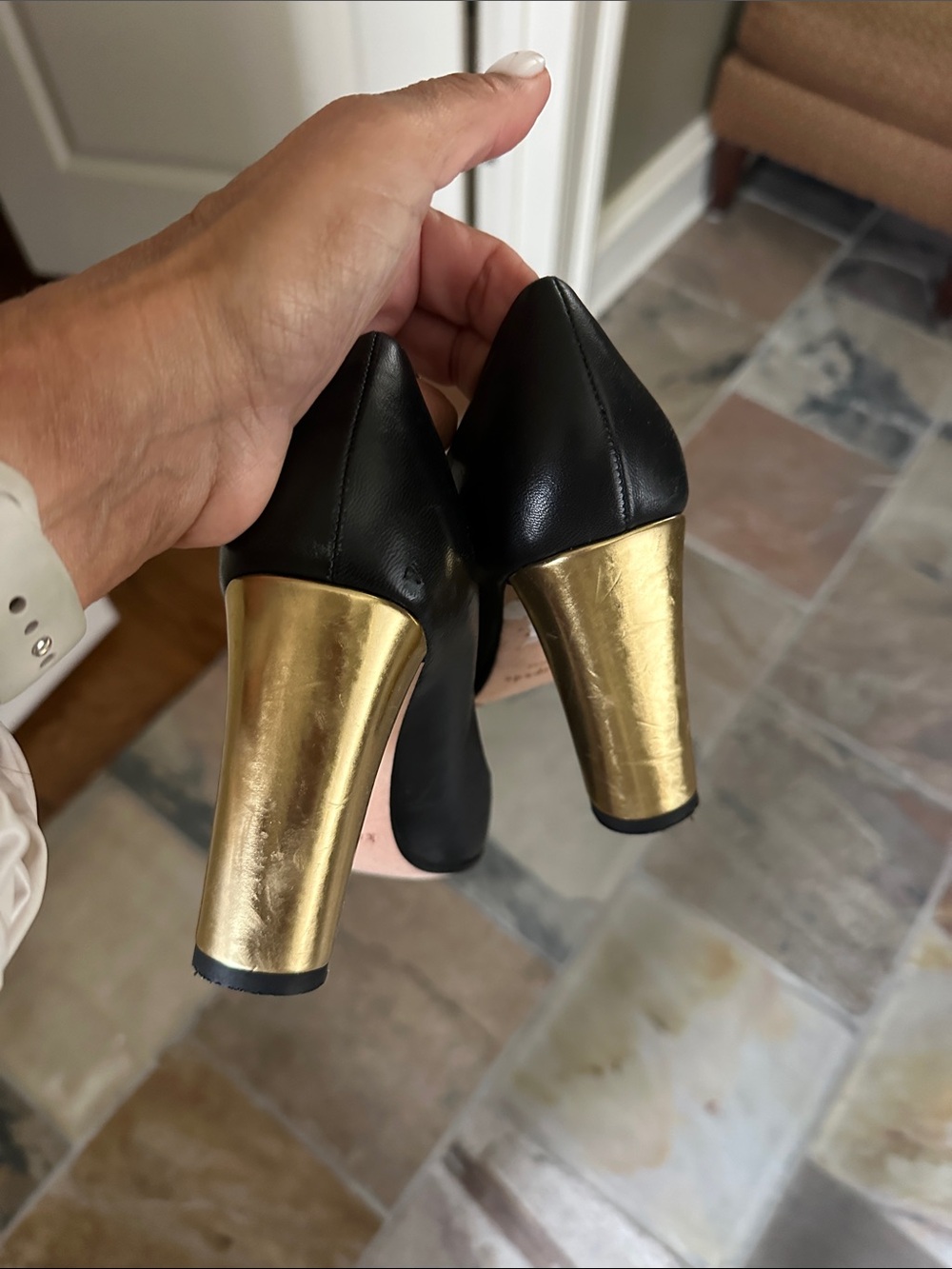 kate spade Black Leather Classic Round-Toe Heels - Picture 5 of 7